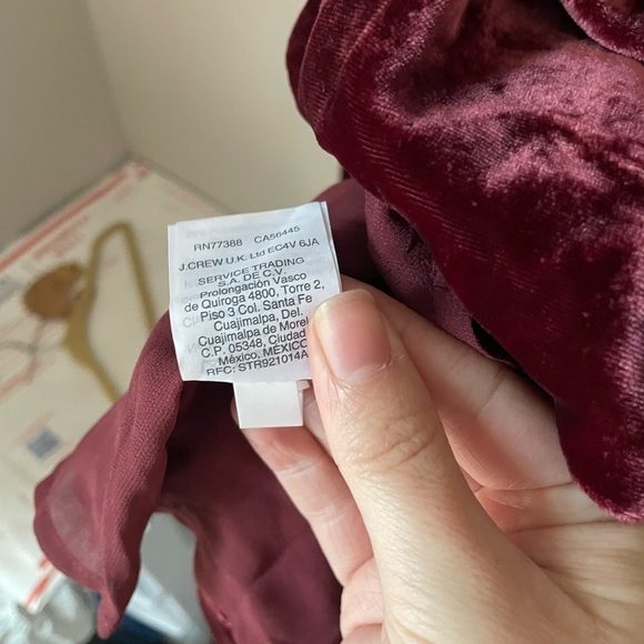 J. Crew Faux-wrap Top in Drapey Velvet Red Holiday Size 8 - Picture 8 of 10